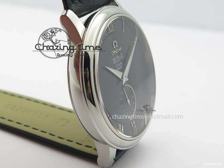 0212 De Ville MK 1:1 Best Edition SS Black Dial On Black Leather Asian Seagull T1701 (Sec@6) Unisex 8243